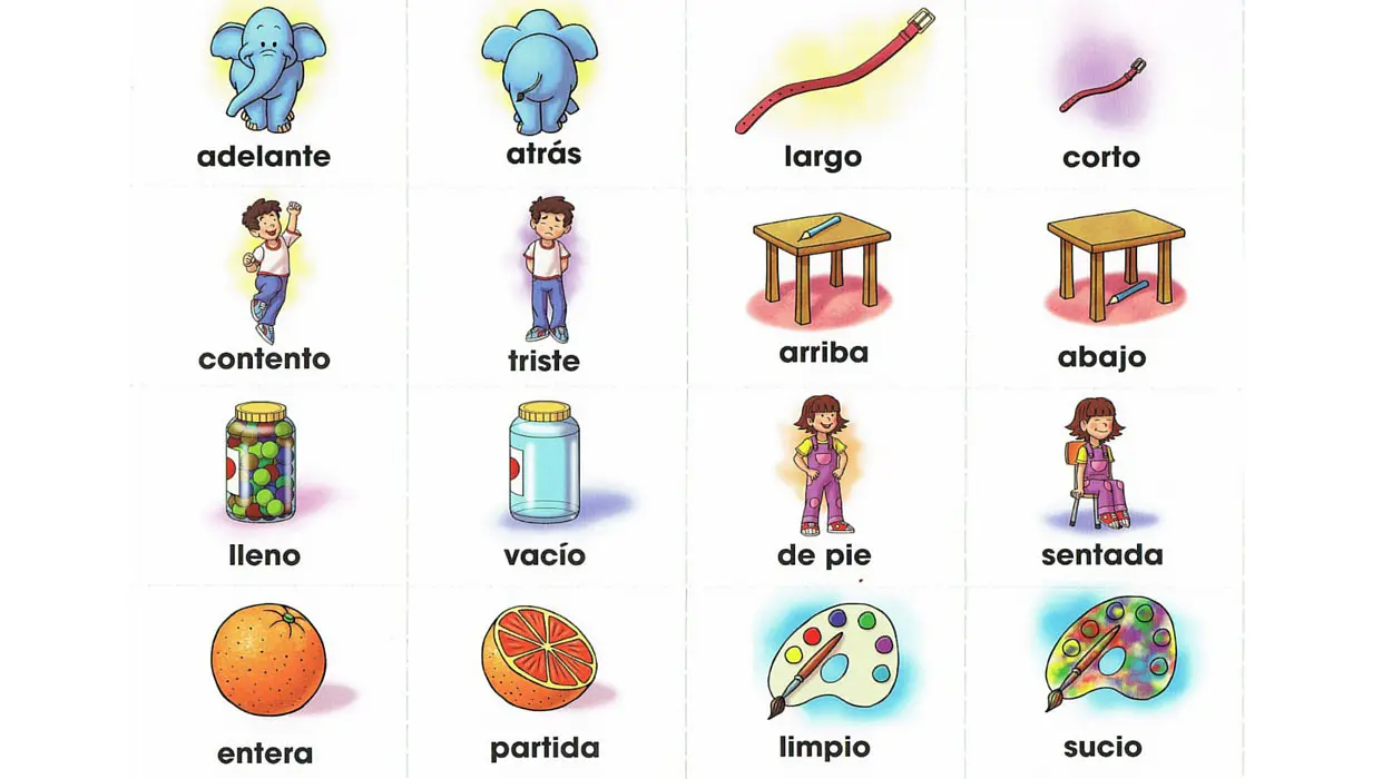 juego para aprender español: encuentra el opuesto.